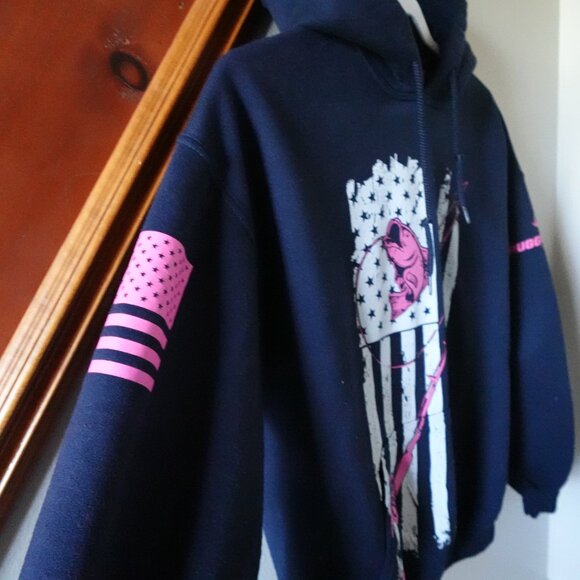 Black Hoodie with Pink and White Graphic - Picture 6 of 13